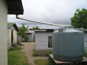 Rain water harvesting, Qoma Island, Fiji